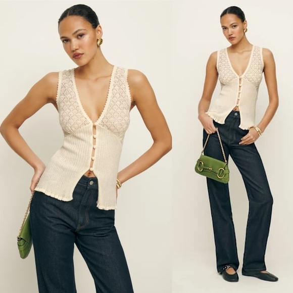 REFORMATION NWT Ambrosia Pointelle Sweater Top L - Picture 1 of 7